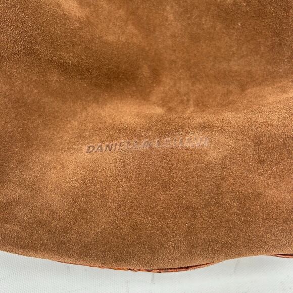 Daniella Lehavi Nevada Hobo Purse Suede Croc Shoulder Bag Suede Leather Camel - Picture 7 of 16